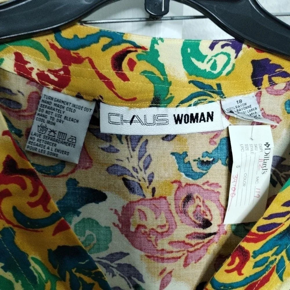 Vintage 80's CHAUS WOMEN Festival  Top & Barrel Pants size 18/ 20 Dopamine Artsy